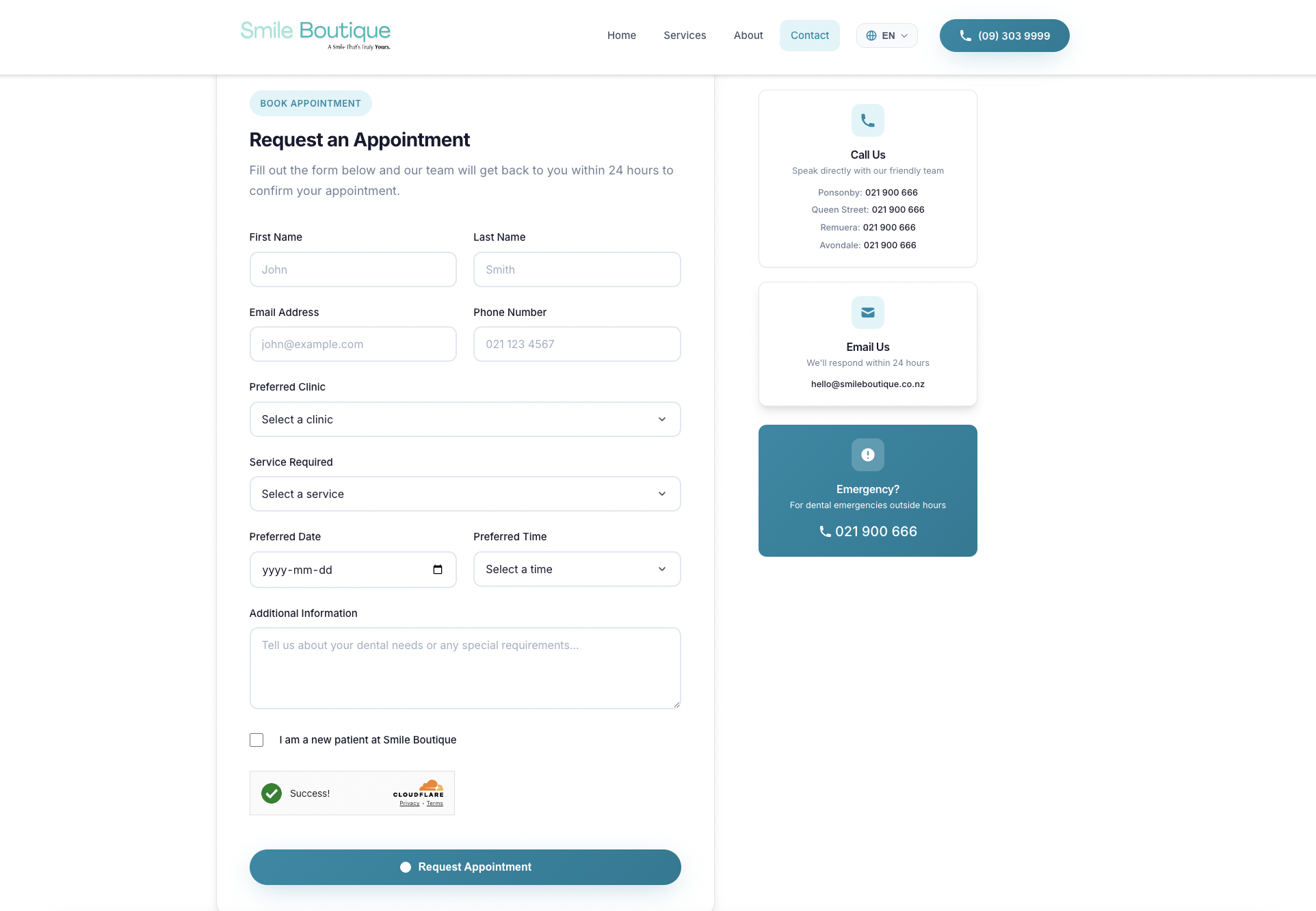Appointment booking form