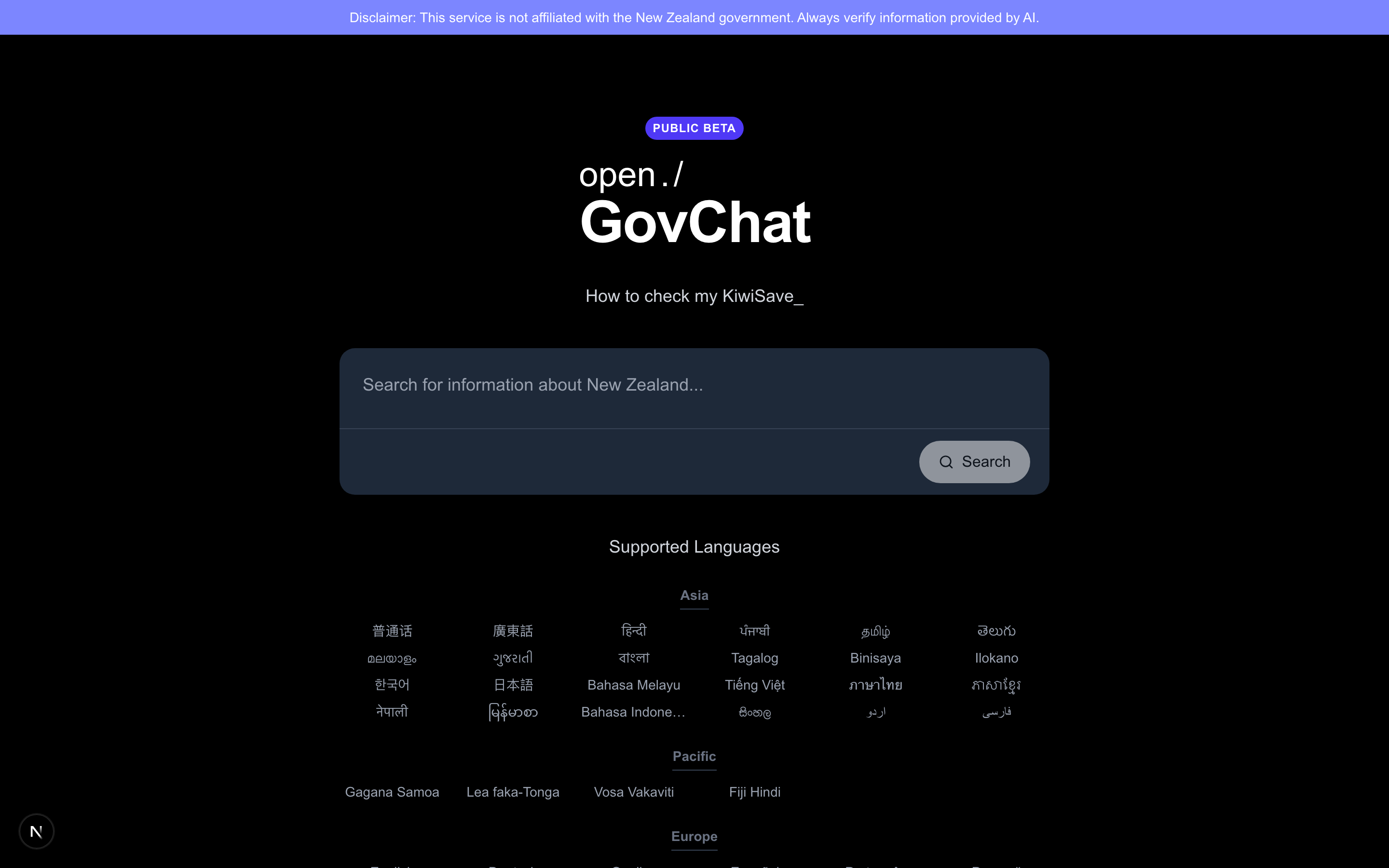 open./GovChat, an open-source multilingual assistant for New Zealand government services and entitlements, built by HighFlyer